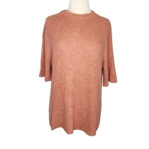 Zara Knit Short Sleeve Coral Pink Top